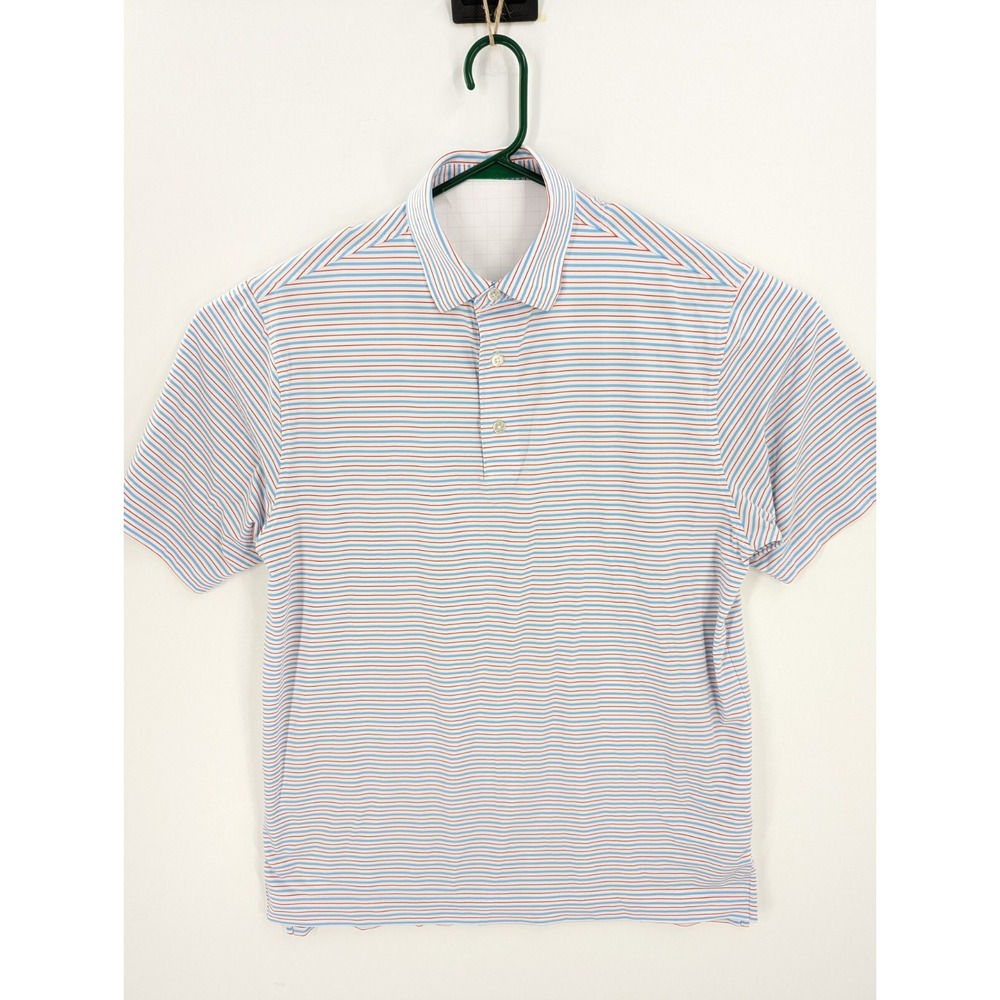 Footjoy Men's Red White Blue Striped Stretch Golf Polo Shirt, Large, WORN ONCE!